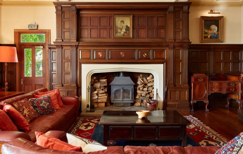 The fireplace at Penmaenuchaf lounge